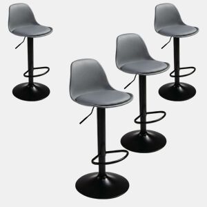Conjunto de 4 banquetas altas para bar ou cozinha, estilo bistrô, com altura ajustável, assento acolchoado e rotação de 360º, na cor cinza.