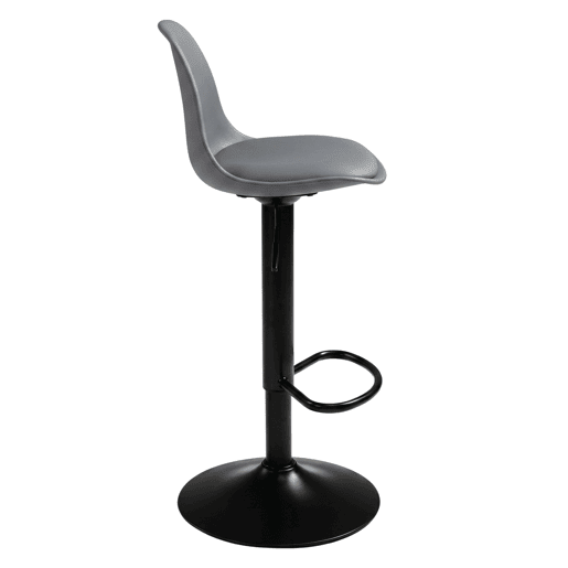 Conjunto de 4 banquetas altas para bar ou cozinha, estilo bistrô, com altura ajustável, assento acolchoado e rotação de 360º, na cor cinza.