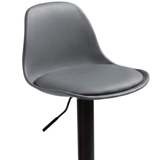 Conjunto de 4 banquetas altas para bar ou cozinha, estilo bistrô, com altura ajustável, assento acolchoado e rotação de 360º, na cor cinza.