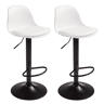 Conjunto de 2 banquetas altas para bar ou cozinha, estilo bistrô, com altura ajustável, assento acolchoado, rotação de 360º, branco fosco.