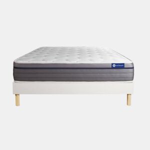 Conjunto de Estrado Branco + Colchão ACTISOM Actiflex zen (160x200 cm - molas ensacadas y Viscoelástica- Altura: 26 cm)