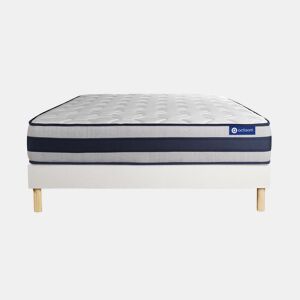 Conjunto de Estrado Branco + Colchão ACTISOM Actiflex Ergo (160x200 cm - molas ensacadas y Viscoelástica- Altura: 24 cm)