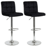 Conjunto de 2 banquetas de bar para cozinha, ajustáveis u200Bu200Be giratórias 360º, modelo Zenit em veludo, com encosto e apoio para os pés, na cor preta.