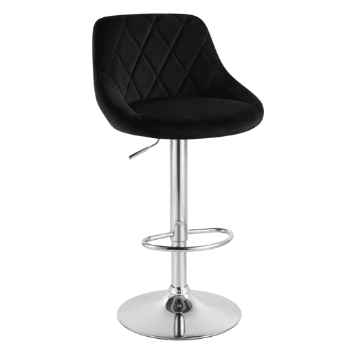 Conjunto de 4 banquetas altas giratórias com encosto, em veludo, para sala de jantar, na cor preta. Conjunto de 4 banquetas altas giratórias com encosto, em veludo, para sala de jantar, na cor preta.