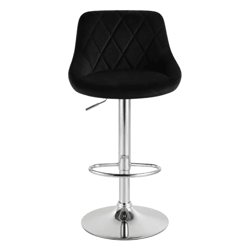 Conjunto de 4 banquetas altas giratórias com encosto, em veludo, para sala de jantar, na cor preta. Conjunto de 4 banquetas altas giratórias com encosto, em veludo, para sala de jantar, na cor preta.
