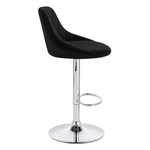 Conjunto de 4 banquetas altas giratórias com encosto, em veludo, para sala de jantar, na cor preta. Conjunto de 4 banquetas altas giratórias com encosto, em veludo, para sala de jantar, na cor preta.