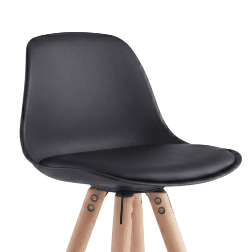 Conjunto de 2 banquetas altas estofadas para cozinha, com encosto e apoio para os pés, em preto e carvalho. Conjunto de 2 banquetas altas estofadas para cozinha, com encosto e apoio para os pés, em preto e carvalho.