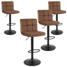 Conjunto de 4 banquetas de bar para cozinha, ajustáveis u200Bu200Be giratórias 360º, modelo Zenit em veludo, com encosto e apoio para os pés, na cor marrom.