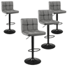 Conjunto de 4 banquetas de bar para cozinha, ajustáveis u200Bu200Be giratórias 360º, modelo Zenit em veludo, com encosto e apoio para os pés, na cor cinza.