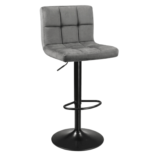 Conjunto de 4 banquetas de bar para cozinha, ajustáveis u200Bu200Be giratórias 360º, modelo Zenit em veludo, com encosto e apoio para os pés, na cor cinza. Conjunto de 4 banquetas de bar para cozinha, ajustáveis u200Bu200Be giratórias 360º, modelo Zenit em veludo, com encosto e apoio para os pés, na cor cinza.