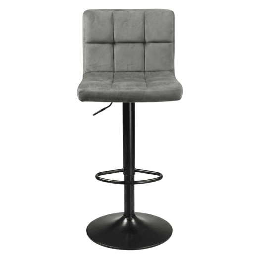 Conjunto de 4 banquetas de bar para cozinha, ajustáveis u200Bu200Be giratórias 360º, modelo Zenit em veludo, com encosto e apoio para os pés, na cor cinza. Conjunto de 4 banquetas de bar para cozinha, ajustáveis u200Bu200Be giratórias 360º, modelo Zenit em veludo, com encosto e apoio para os pés, na cor cinza.