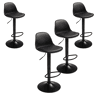 Conjunto de 4 banquetas altas para bar ou cozinha, estilo bistrô, com altura ajustável, assento acolchoado, rotação de 360º, pretas.