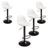 Conjunto de 4 banquetas altas para bar ou cozinha, estilo bistrô, com altura ajustável, assento acolchoado, rotação de 360º, cor branca fosca.