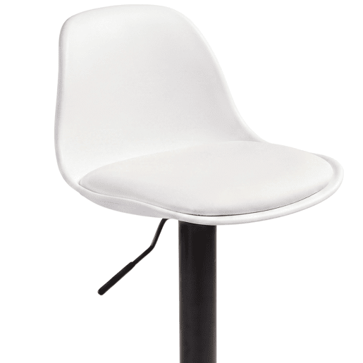 Conjunto de 4 banquetas altas para bar ou cozinha, estilo bistrô, com altura ajustável, assento acolchoado, rotação de 360º, cor branca fosca.
