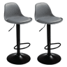 Conjunto de 2 banquetas altas para bar ou cozinha, estilo bistrô, com altura ajustável, assento acolchoado, rotação de 360º, cinza.