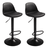 Conjunto de 2 banquetas altas para bar ou cozinha, estilo bistrô, com altura ajustável, assento acolchoado, rotação de 360º, pretas.