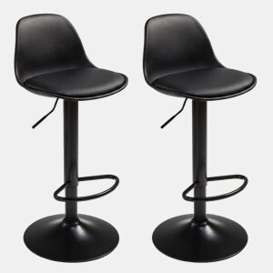 Conjunto de 2 banquetas altas para bar ou cozinha, estilo bistrô, com altura ajustável, assento acolchoado, rotação de 360º, pretas.