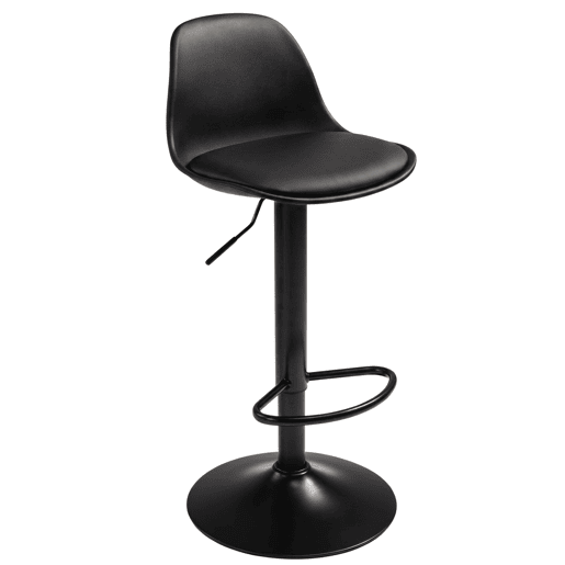 Conjunto de 2 banquetas altas para bar ou cozinha, estilo bistrô, com altura ajustável, assento acolchoado, rotação de 360º, pretas.