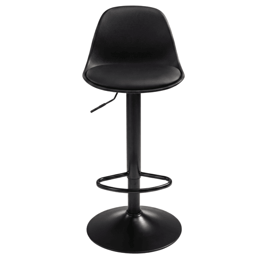 Conjunto de 2 banquetas altas para bar ou cozinha, estilo bistrô, com altura ajustável, assento acolchoado, rotação de 360º, pretas.