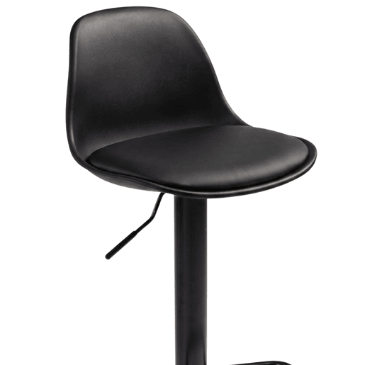 Conjunto de 2 banquetas altas para bar ou cozinha, estilo bistrô, com altura ajustável, assento acolchoado, rotação de 360º, pretas.