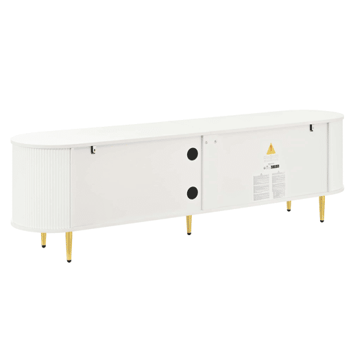 Móvel de TV Lowboard 180 cm - ondas 3D, MDF, pés em ferro, passagem de cabos - Branco