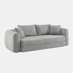 Sofá-cama em tecido bouclé, 3 lugares, Sweeetch, Cinza Claro, 243x112x83 cm