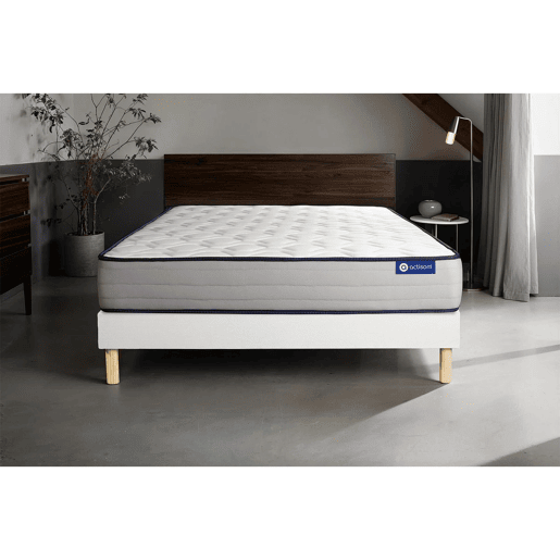 Conjunto de Estrado Branco + Colchão ACTISOM Actiflex Form (180x200 cm - molas ensacadas y Viscoelástica- Altura: 22 cm)