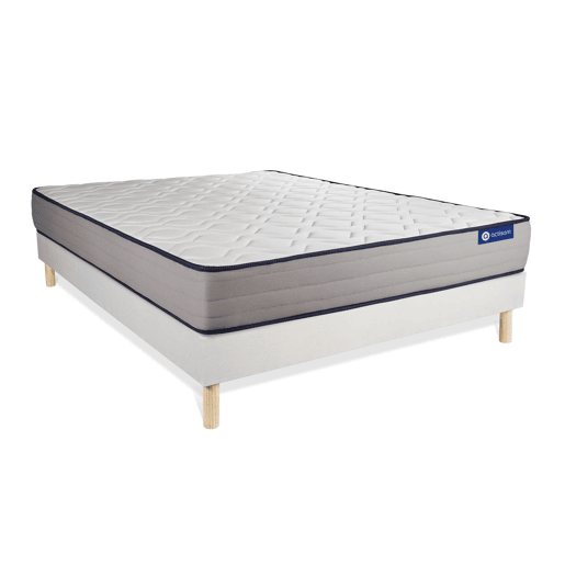 Conjunto de Estrado Branco + Colchão ACTISOM Actiflex Form (180x200 cm - molas ensacadas y Viscoelástica- Altura: 22 cm)