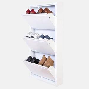Well Home Sapateira DUNNE Ultrafina em Aço Branco, 3 Compartimentos para 6 Pares de Sapatos, 50x13,5x103 cm, Ideal para Corredores e Espaços Reduzidos