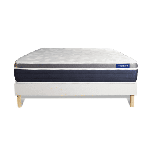 Conjunto de Estrado Branco + Colchão ACTISOM Actiflex Confort (160x200 cm - molas ensacadas y Viscoelástica- Altura: 26 cm)