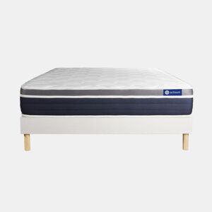Conjunto de Estrado Branco + Colchão ACTISOM Actiflex Confort (160x200 cm - molas ensacadas y Viscoelástica- Altura: 26 cm)