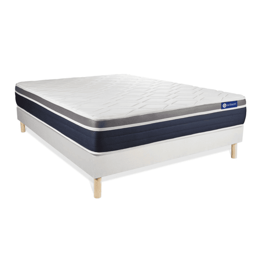 Conjunto de Estrado Branco + Colchão ACTISOM Actiflex Confort (160x200 cm - molas ensacadas y Viscoelástica- Altura: 26 cm)