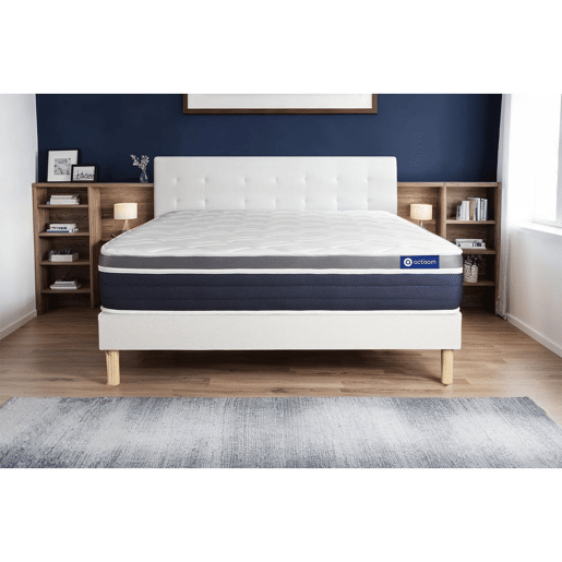Conjunto de Estrado Branco + Colchão ACTISOM Actiflex Confort (180x200 cm - molas ensacadas y Viscoelástica- Altura: 26 cm) Conjunto de Estrado Branco + Colchão ACTISOM Actiflex Confort (180x200 cm - molas ensacadas y Viscoelástica- Altura: 26 cm)