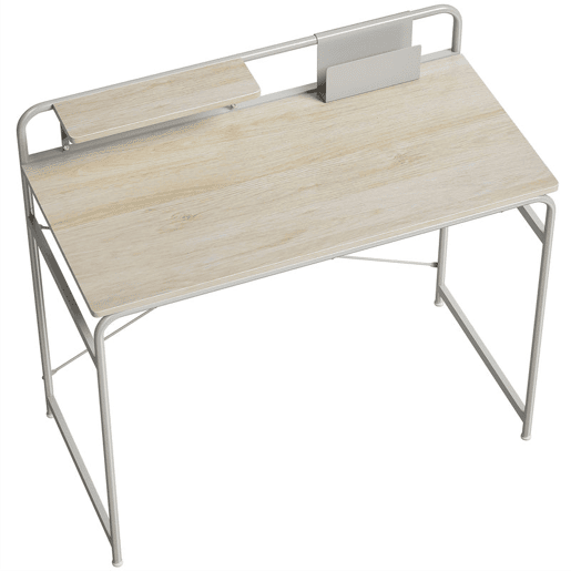 HOMCOM Secretária Mesa de Secretária Moderna com Prateleira e Estrutura Metálica Fácil Montagem para Escritório em Casa Quarto Espaços Pequenos 98x48x88,5 cm Carvalho HOMCOM Secretária Mesa de Secretária Moderna com Prateleira e Estrutura Metálica Fácil Montagem para Escritório em Casa Quarto Espaços Pequenos 98x48x88,5 cm Carvalho