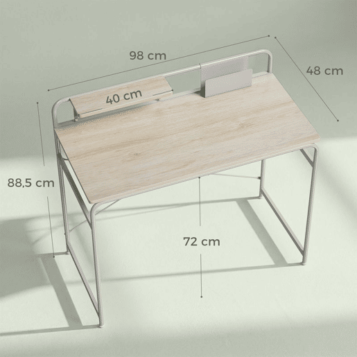 HOMCOM Secretária Mesa de Secretária Moderna com Prateleira e Estrutura Metálica Fácil Montagem para Escritório em Casa Quarto Espaços Pequenos 98x48x88,5 cm Carvalho HOMCOM Secretária Mesa de Secretária Moderna com Prateleira e Estrutura Metálica Fácil Montagem para Escritório em Casa Quarto Espaços Pequenos 98x48x88,5 cm Carvalho