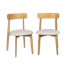 Cadeira vintage de madeira de seringueira em tom natural e tecido texturizado, set de 2 Natural - 50x45x80 cm