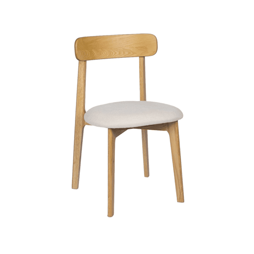Cadeira vintage de madeira de seringueira em tom natural e tecido texturizado, set de 2 Natural - 50x45x80 cm Cadeira vintage de madeira de seringueira em tom natural e tecido texturizado, set de 2 Natural - 50x45x80 cm