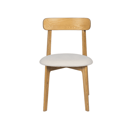 Cadeira vintage de madeira de seringueira em tom natural e tecido texturizado, set de 2 Natural - 50x45x80 cm Cadeira vintage de madeira de seringueira em tom natural e tecido texturizado, set de 2 Natural - 50x45x80 cm
