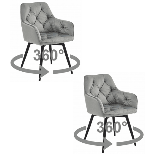 Conjunto de 2 peças das CADEIRAS GIRATÓRIAS, cinzento prateado Conjunto de 2 peças das CADEIRAS GIRATÓRIAS, cinzento prateado