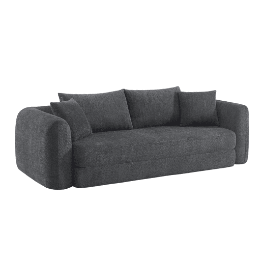 Sofá-cama em tecido bouclé, 3 lugares, Sweeetch, Cinza escuro, 243x112x83 cm