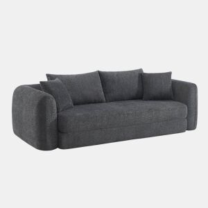 Sofá-cama em tecido bouclé, 3 lugares, Sweeetch, Cinza escuro, 243x112x83 cm