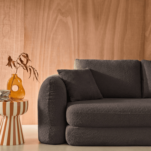 Sofá-cama em tecido bouclé, 3 lugares, Sweeetch, Cinza escuro, 243x112x83 cm