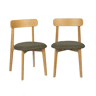 Cadeira vintage de madeira de seringueira em tom natural e tecido texturizado, set de 2 Natural - 50x45x80 cm