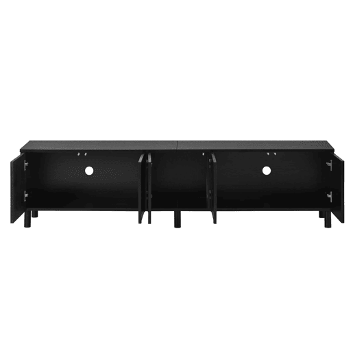 Móvel baixo para televisão - 5 portas, pés metálicos, PB e MDF, design moderno - Preto Móvel baixo para televisão - 5 portas, pés metálicos, PB e MDF, design moderno - Preto