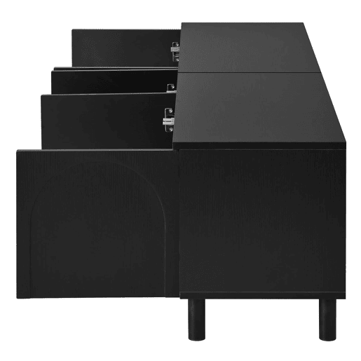 Móvel baixo para televisão - 5 portas, pés metálicos, PB e MDF, design moderno - Preto Móvel baixo para televisão - 5 portas, pés metálicos, PB e MDF, design moderno - Preto