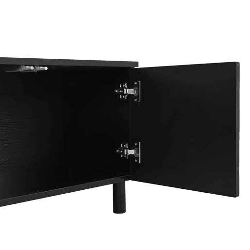 Móvel baixo para televisão - 5 portas, pés metálicos, PB e MDF, design moderno - Preto Móvel baixo para televisão - 5 portas, pés metálicos, PB e MDF, design moderno - Preto