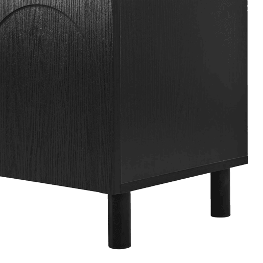 Móvel baixo para televisão - 5 portas, pés metálicos, PB e MDF, design moderno - Preto Móvel baixo para televisão - 5 portas, pés metálicos, PB e MDF, design moderno - Preto