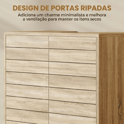 HOMCOM Móvel de Casa de Banho com Prateleira Ajustável, Portas de Ripas e Abertura por Pressão, para Lavatório com Pedestal ou de Parede, 60x30x60 cm, Natural