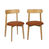 Cadeira vintage de madeira de seringueira em tom natural e tecido texturizado, set de 2 Natural - 50x45x80 cm