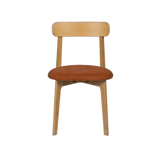 Cadeira vintage de madeira de seringueira em tom natural e tecido texturizado, set de 2 Natural - 50x45x80 cm